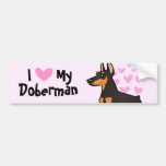 I Love My Doberman Pinscher (pointy ears) Bumper Stickers