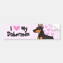 I Love My Doberman Pinscher (pointy ears) Bumper Stickers