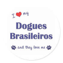 I Love My Dogues Brasileiros (Multiple Dogs) Stickers