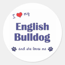 I Love My English Bulldog (Female Dog) Round Stickers