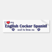 I Love My English Cocker Spaniel (Male Dog) Bumper Sticker