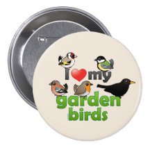 I Love My Garden Birds Pinback Button