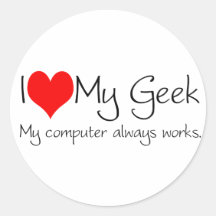I love my geek round sticker