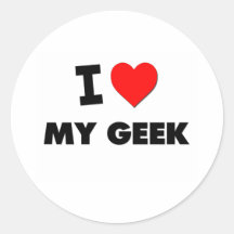 I Love My Geek Round Stickers