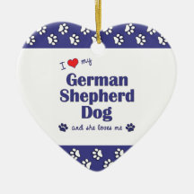 I Love My German Shepherd Dog (Female Dog) Ornaments