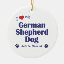 I Love My German Shepherd Dog (Male Dog) Ornaments