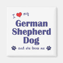I Love My German Shepherd (Female Dog) Refrigerator Magnets