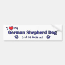 I Love My German Shepherd (Male Dog) Bumper Sticker