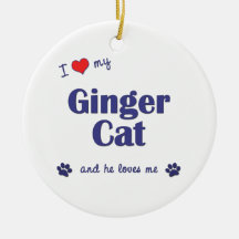 I Love My Ginger Cat (Male Cat) Ornaments