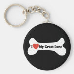 I Love My Great Dane  - Dog Bone Keychains