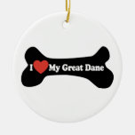 I Love My Great Dane  - Dog Bone Christmas Tree Ornaments
