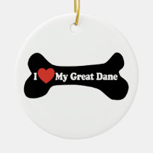 I Love My Great Dane  - Dog Bone Christmas Tree Ornaments