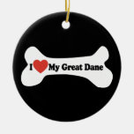 I Love My Great Dane  - Dog Bone Ornaments
