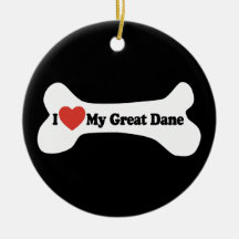 I Love My Great Dane  - Dog Bone Ornaments