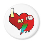 I Love my Greenwing Macaw magnets