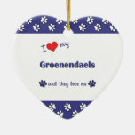 I Love My Groenendaels (Multiple Dogs) Christmas Ornaments