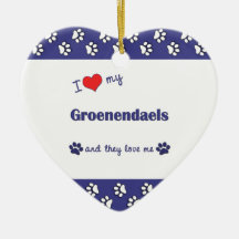 I Love My Groenendaels (Multiple Dogs) Christmas Ornaments