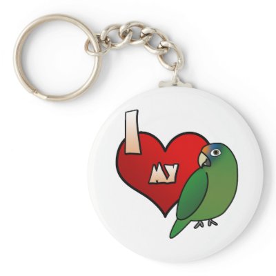 I Love my Half Moon Conure Keychain by MenagerieMayhem
