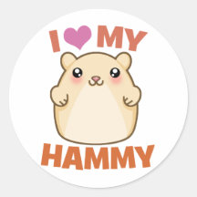 I Love My Hammy Round Stickers
