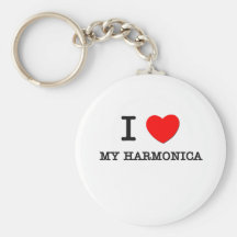 I Love My Harmonica Keychain