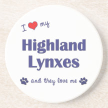 I Love My Highland Lynxes (Multiple Cats) Beverage Coasters