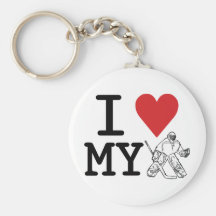 I Love My Hockey Goalie Keychains