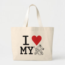 I Love My Hockey Goalie Tote Bags
