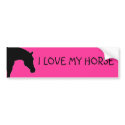 "I LOVE MY HORSE" pink bumper sticker bumper stickers