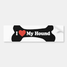 I Love My Hound  - Dog Bone Bumper Sticker