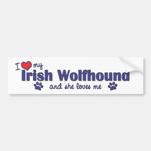 I Love My Irish Wolfhound (Female Dog) Bumper Sticker