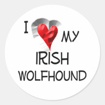 I Love My Irish Wolfhound Round Stickers