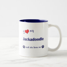 I Love My Jackadoodle (Female Dog) Coffee Mugs