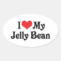 I Love My Jelly Bean Oval Stickers