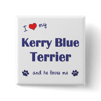 I Love My Kerry Blue Terrier (Male Dog) Pinback Button
