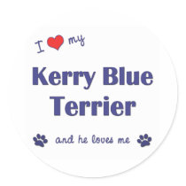 I Love My Kerry Blue Terrier (Male Dog) Round Sticker