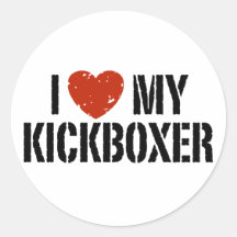 I Love My Kickboxer Round Stickers
