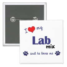I Love My Lab Mix (Male Dog) Buttons