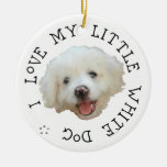 I Love My Little White Rescue Dog Christmas Tree Ornaments