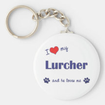 I Love My Lurcher (Male Dog) Key Chain