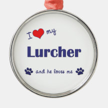 I Love My Lurcher (Male Dog) Christmas Tree Ornament