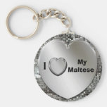 I Love My Maltese Heart Keychain