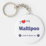 I Love My Maltipoo (Male Dog) Key Chains