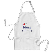 I Love My Manx (Female Cat) Aprons