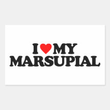 I LOVE MY MARSUPIAL RECTANGULAR STICKER