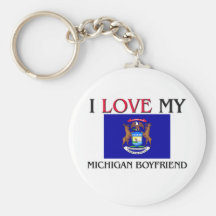 I Love My Michigan Boyfriend Key Chain