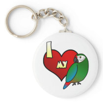 I Love my Military Macaw Keychain