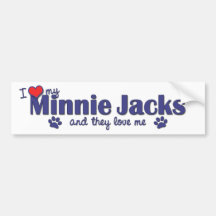 I Love My Minnie Jacks (Multiple Dogs) Bumper Stickers