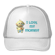 I love my mummy Bouncing Baby with Heart & Rattles Trucker Hat
