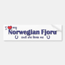 I Love My Norwegian Fjord (Female Horse) Bumper Sticker