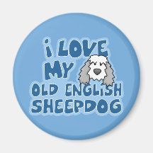 I Love My Old English Sheepdog Magnet